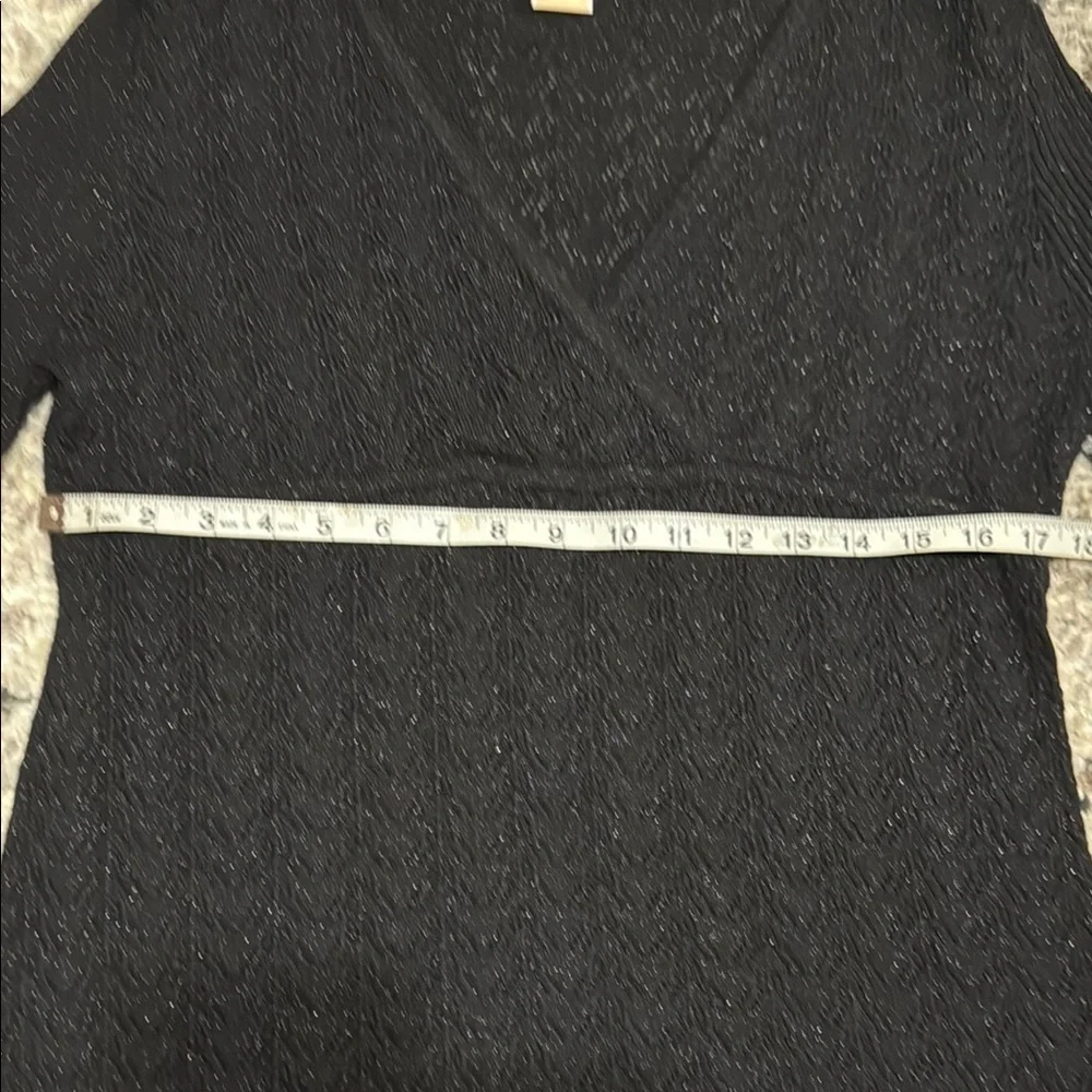 Michael Kors Black Textured V-Neck Top